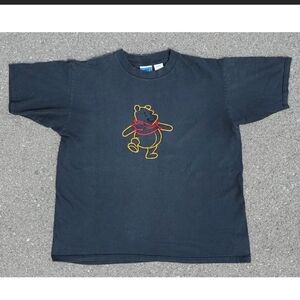 Disney Winnie the Pooh Vintage 90s Embroidered Graphic Tee XL Black Unisex